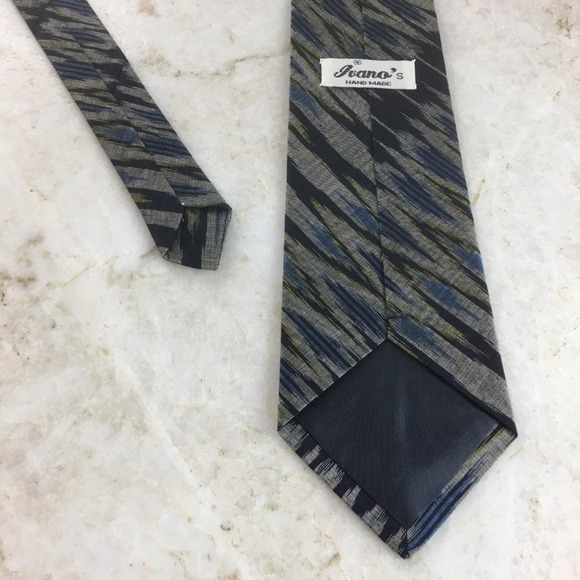 IVANO'S BLACK BLUE GRAY TIE - Picture 6 of 9